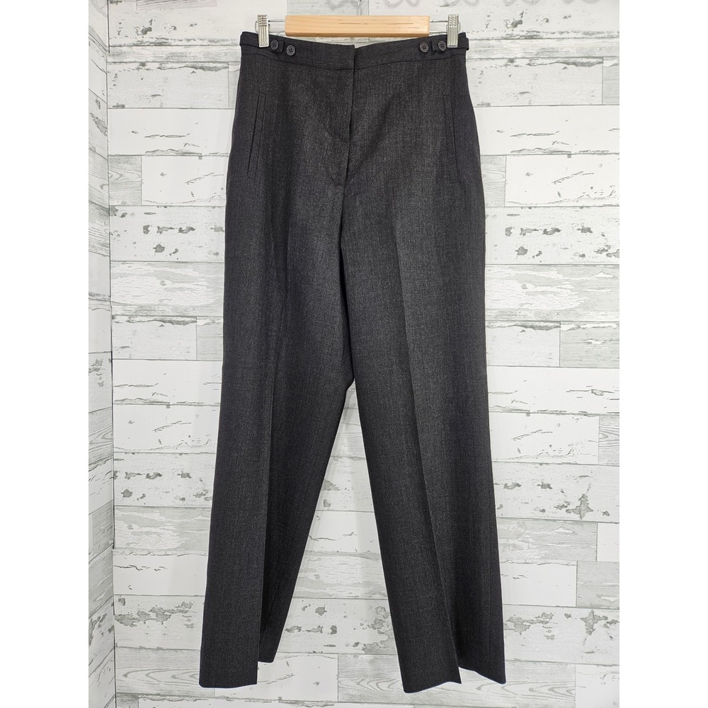 Larry Levine Womens 10 Charcoal Gray Wool High Rise Straight Leg Dress Pants